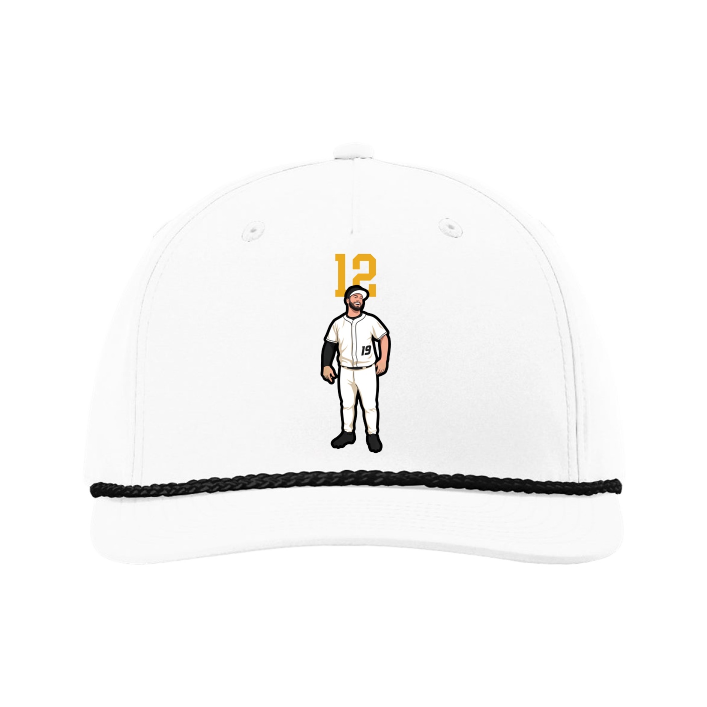 Five-Panel Classic Rope Cap — Number Top in White