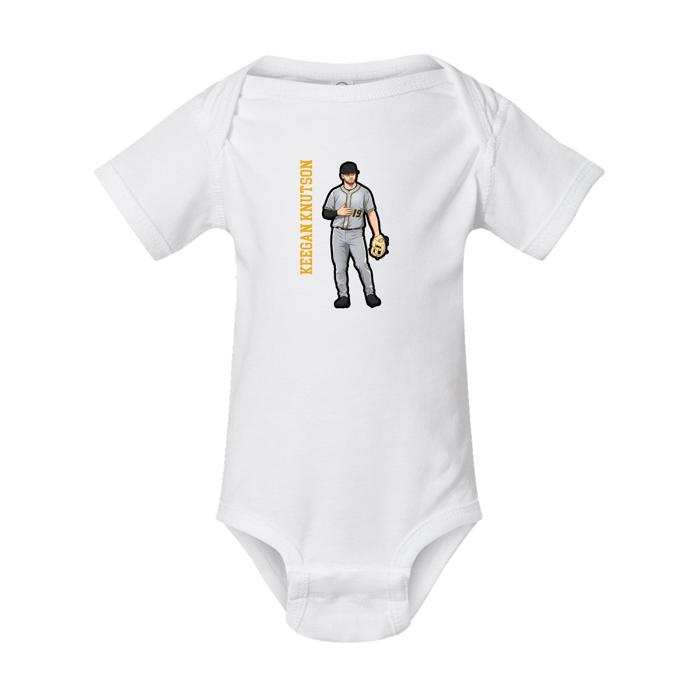 Baby Onesie — Name Vertical in White