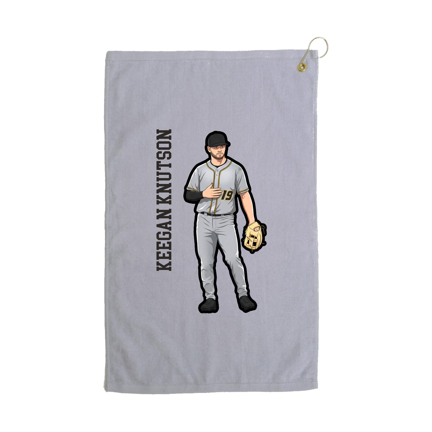 Golf Towel — Name Vertical in Grey