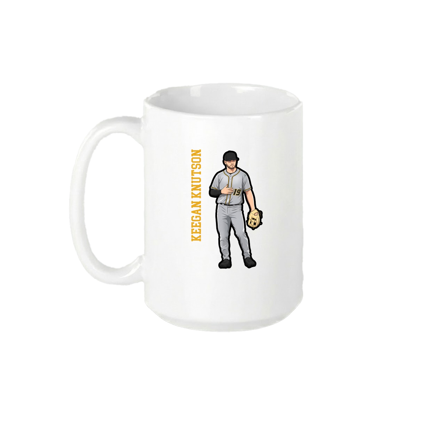 15oz Coffee Mug — Name Vertical in White