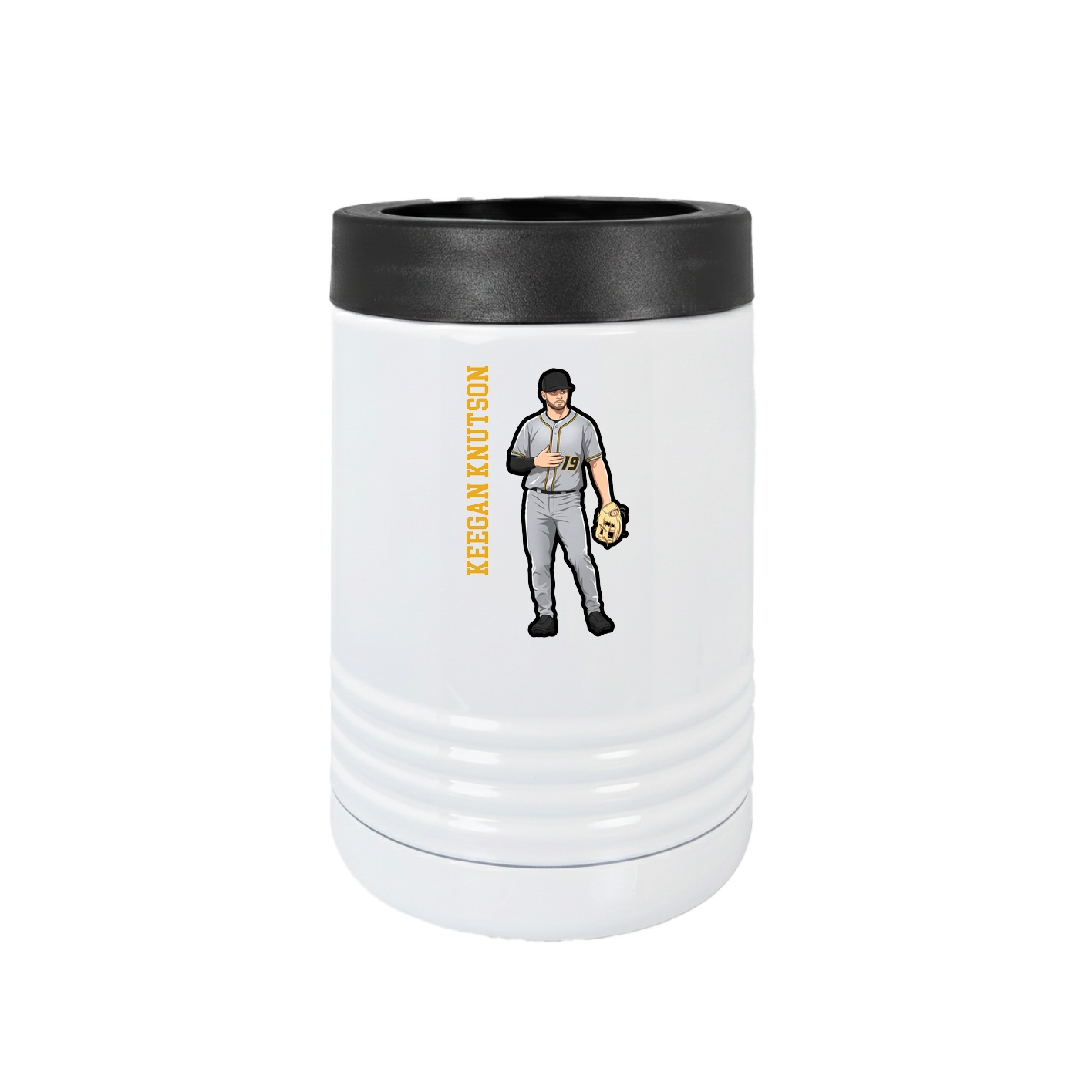 Beverage Holder — Name Vertical in White
