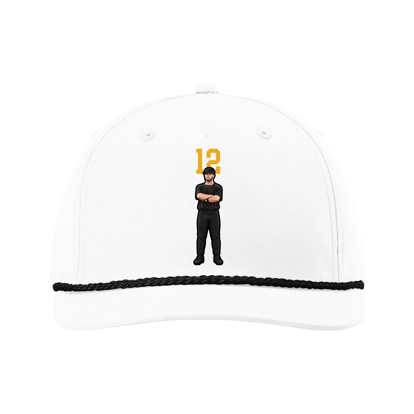 Five-Panel Classic Rope Cap — Number Top in White