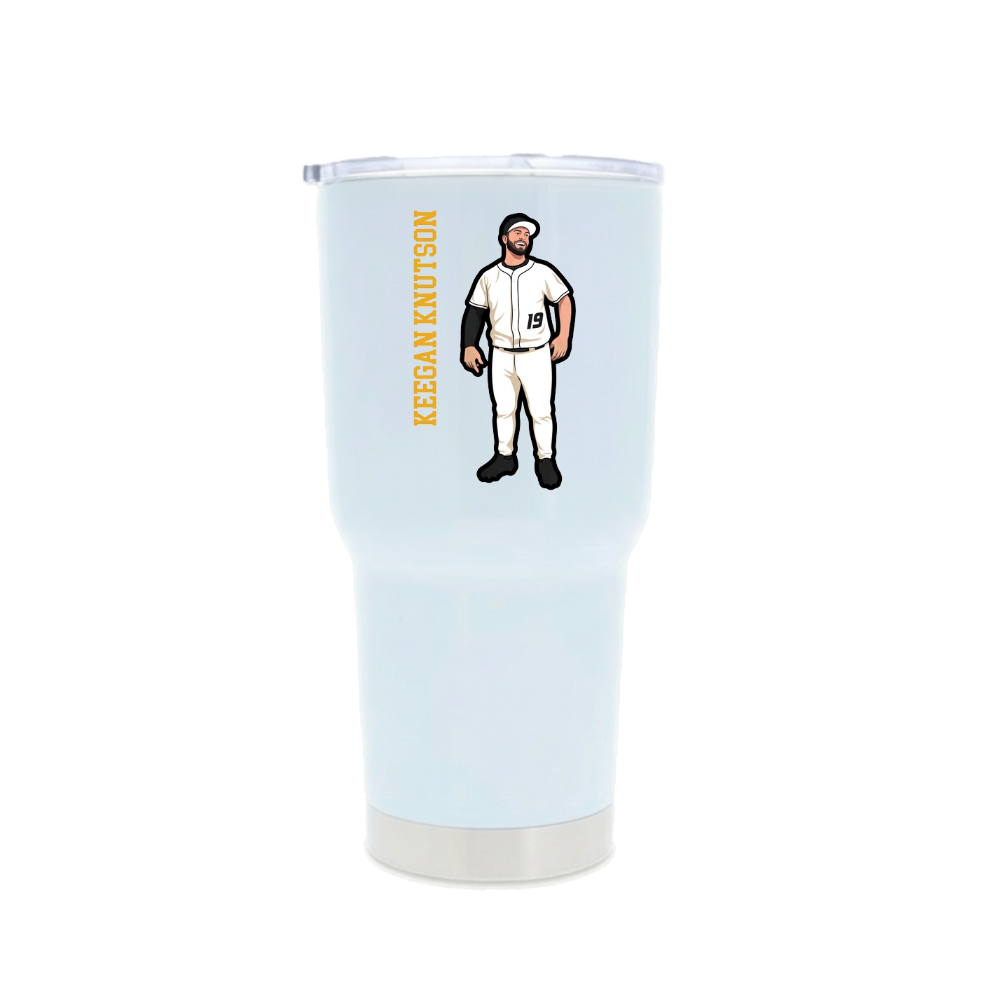 30oz Stainless Steel Tumbler — Name Vertical in White