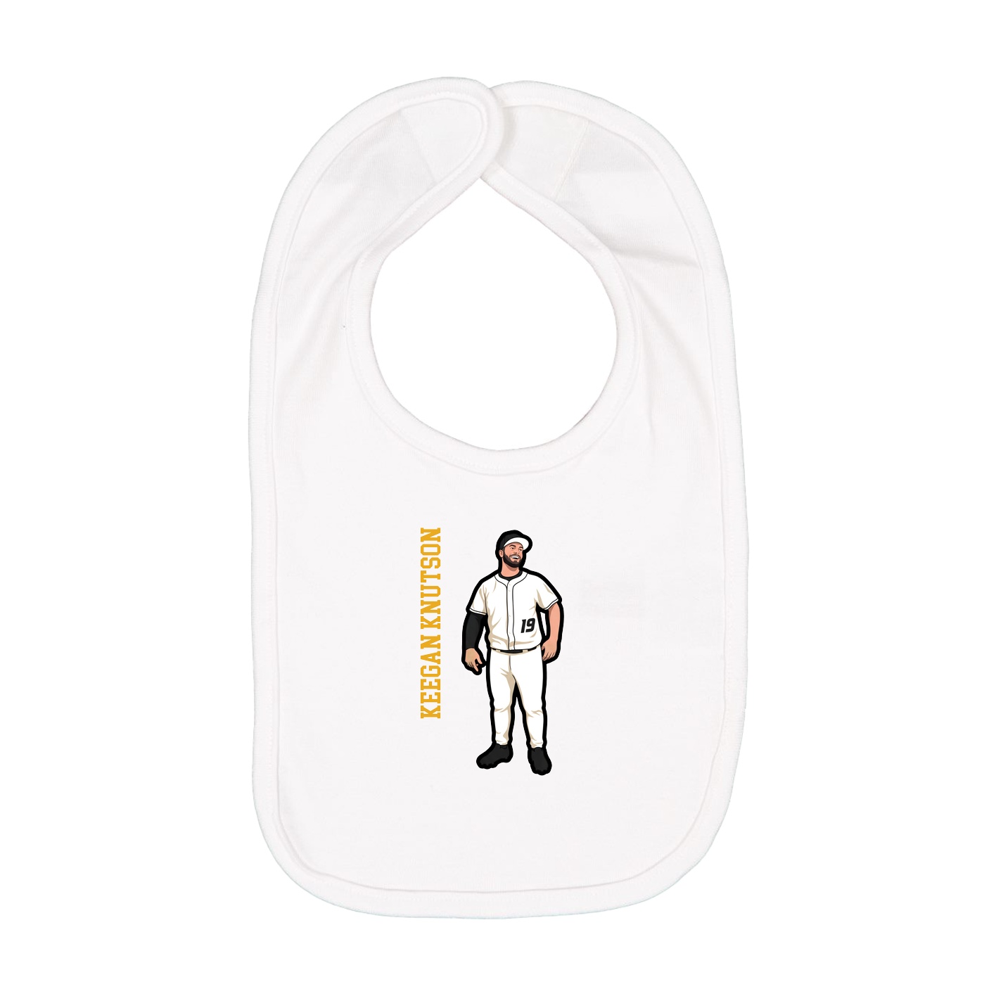 Infant Bib — Name Vertical in White