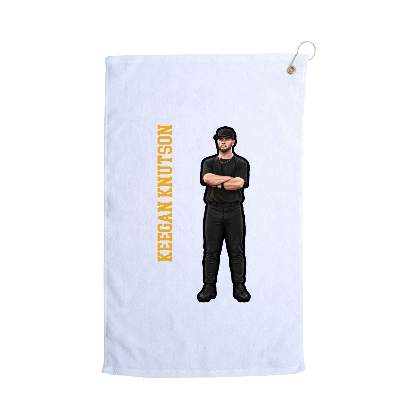 Golf Towel — Name Vertical in White