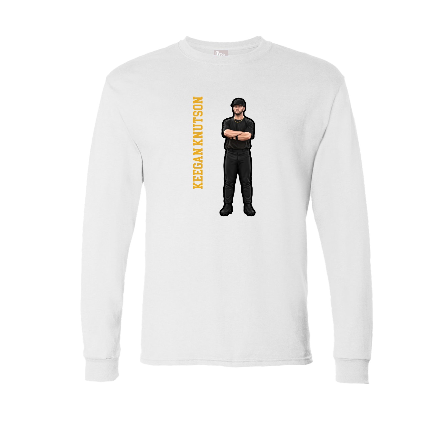 Long Sleeve Tee — Name Vertical in White