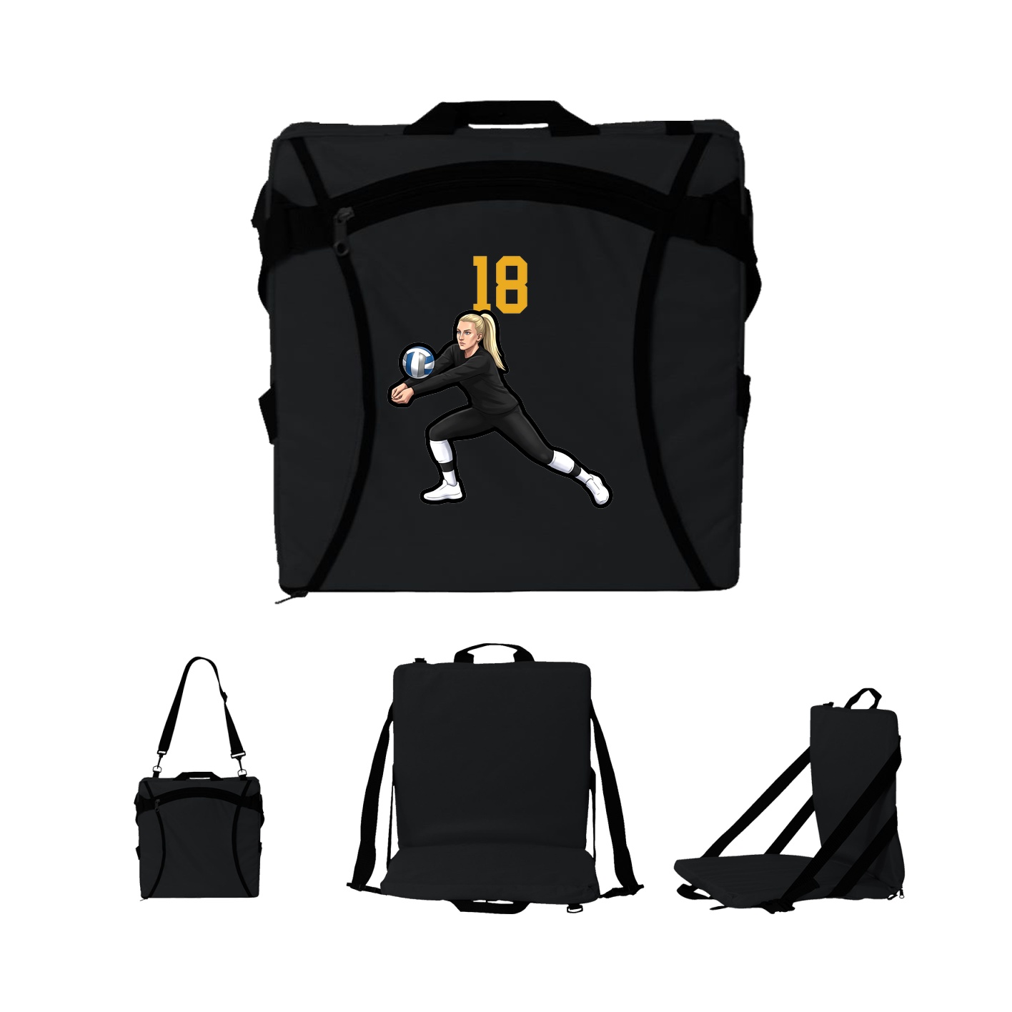 Folding Stadium Seat — Number Top in Black