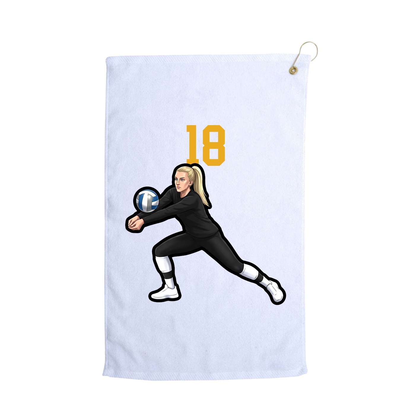 Golf Towel — Number Top in White
