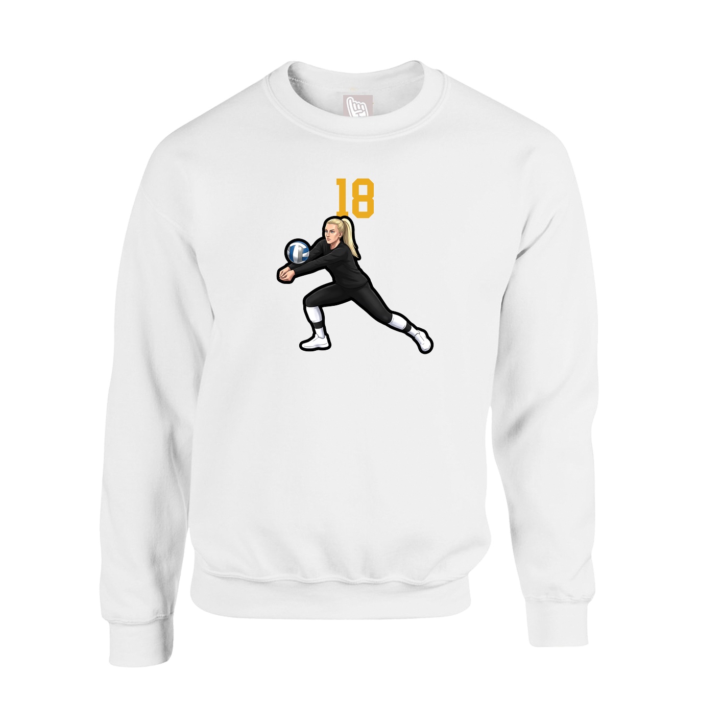 Fleece Crew — Number Top in White