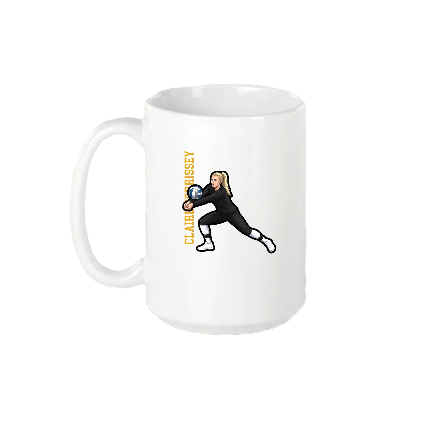 15oz Coffee Mug — Name Vertical in White