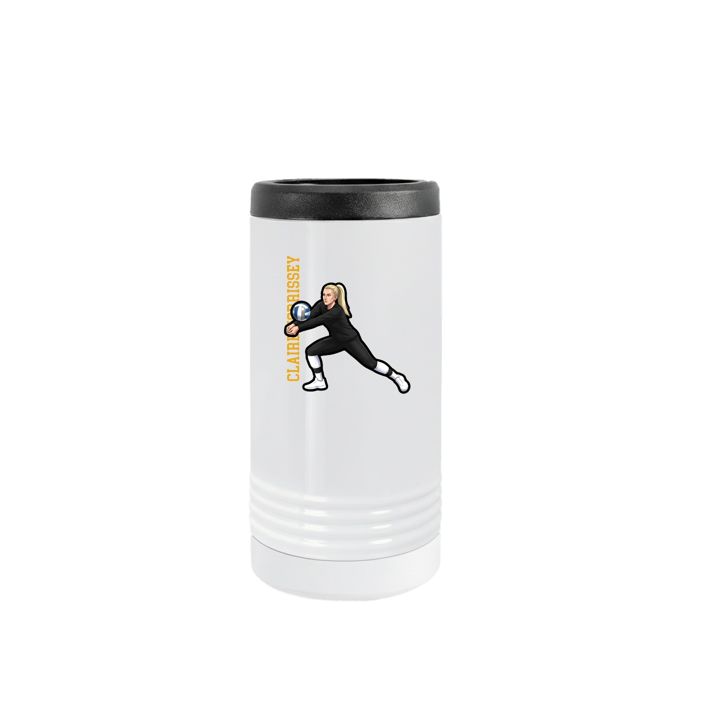 Slim Beverage Holder — Name Vertical in White