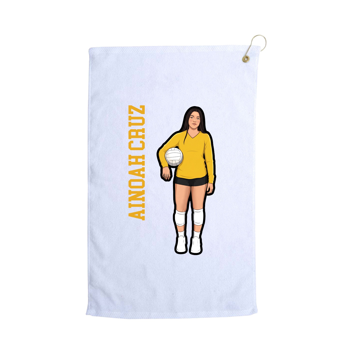 Golf Towel — Name Vertical in White