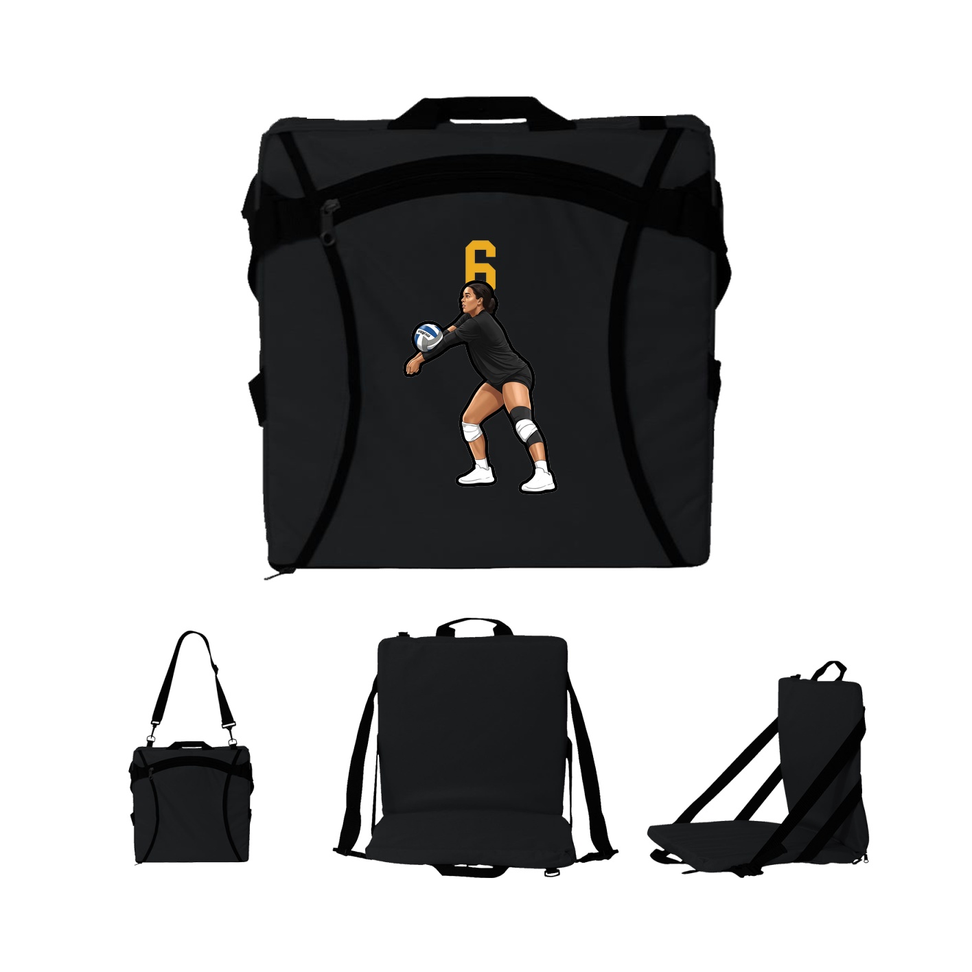 Folding Stadium Seat — Number Top in Black