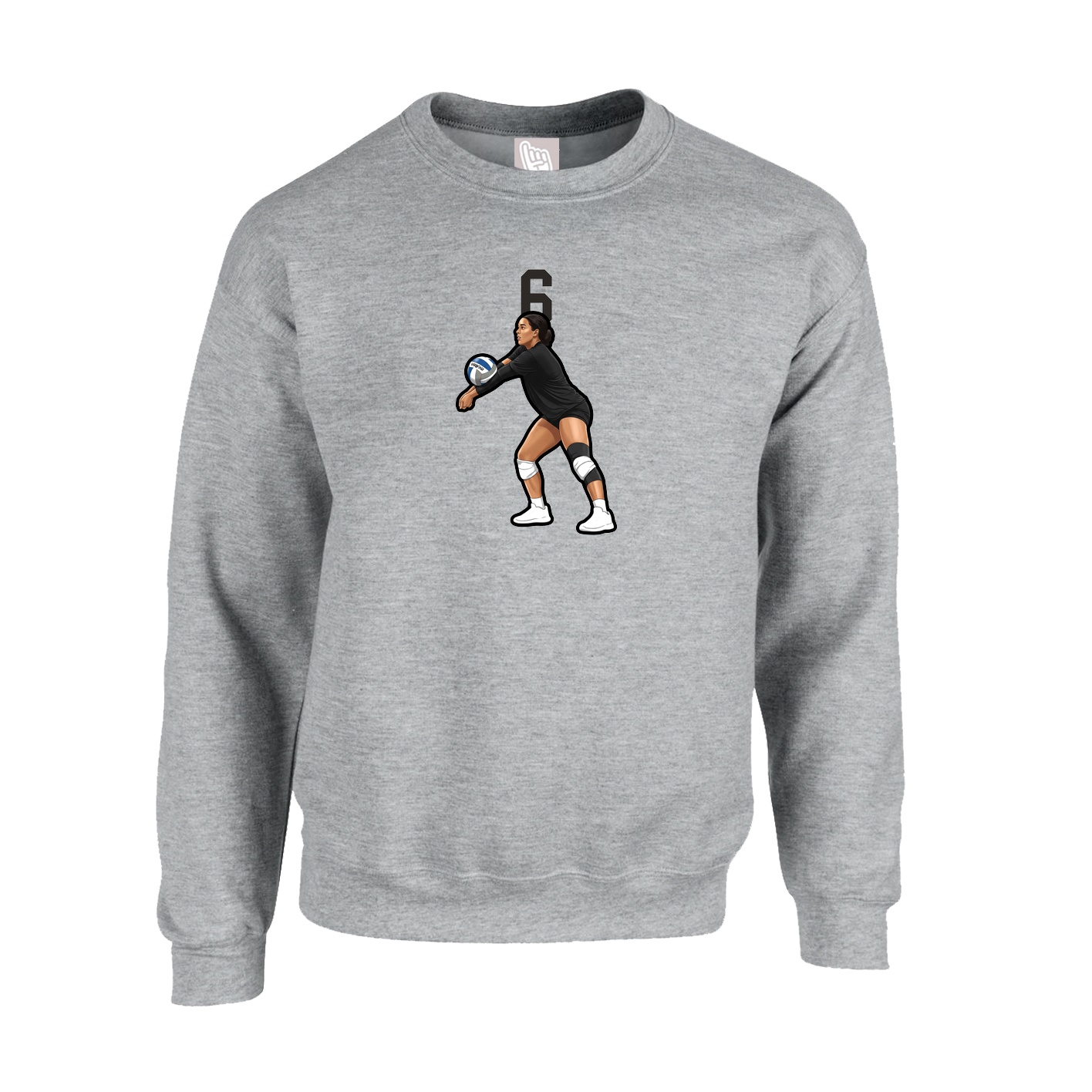 Fleece Crew — Number Top in Grey