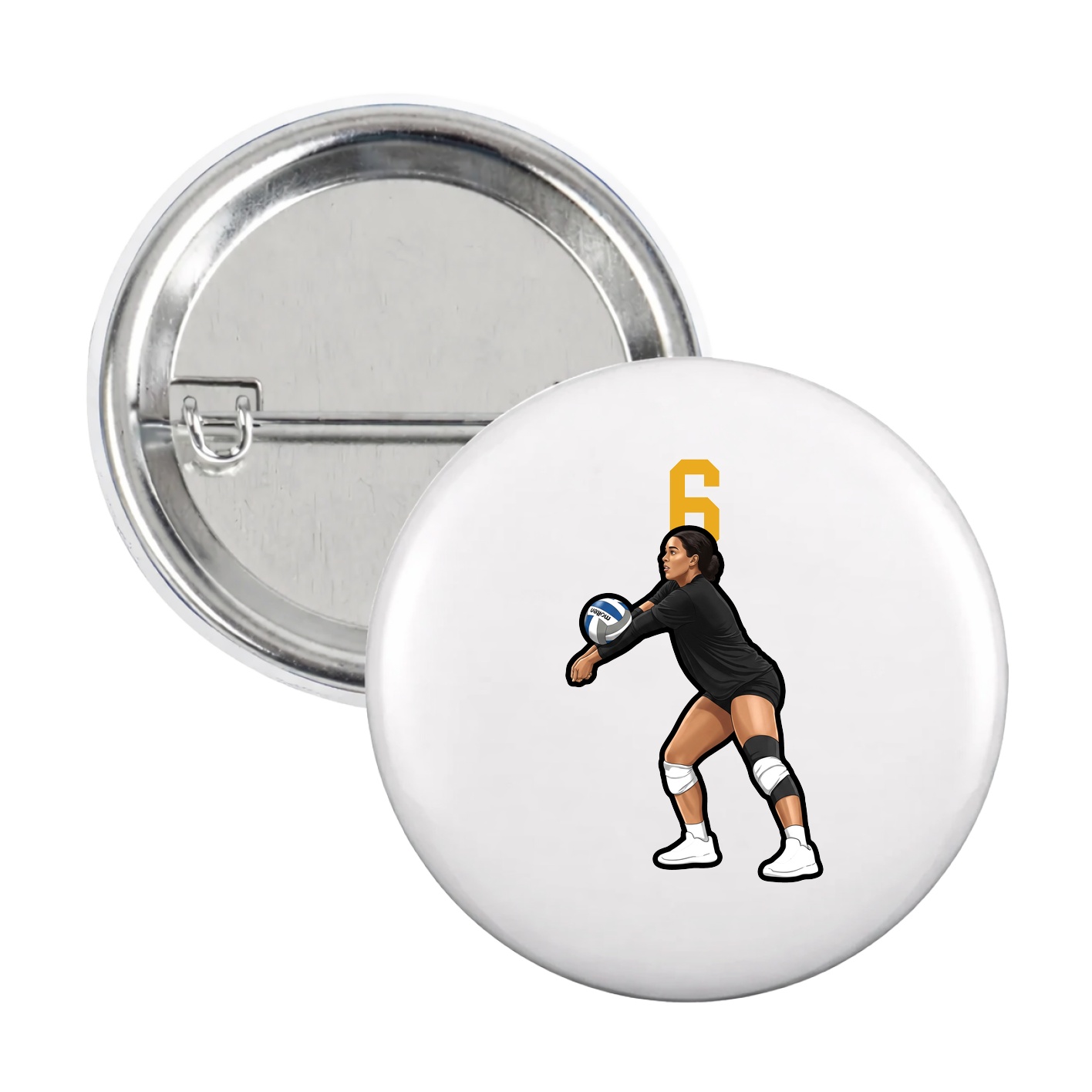 Game Day Button — Number Top in White