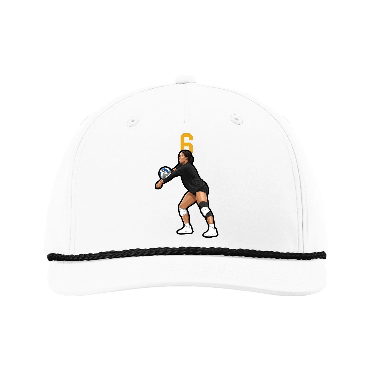 Five-Panel Classic Rope Cap — Number Top in White