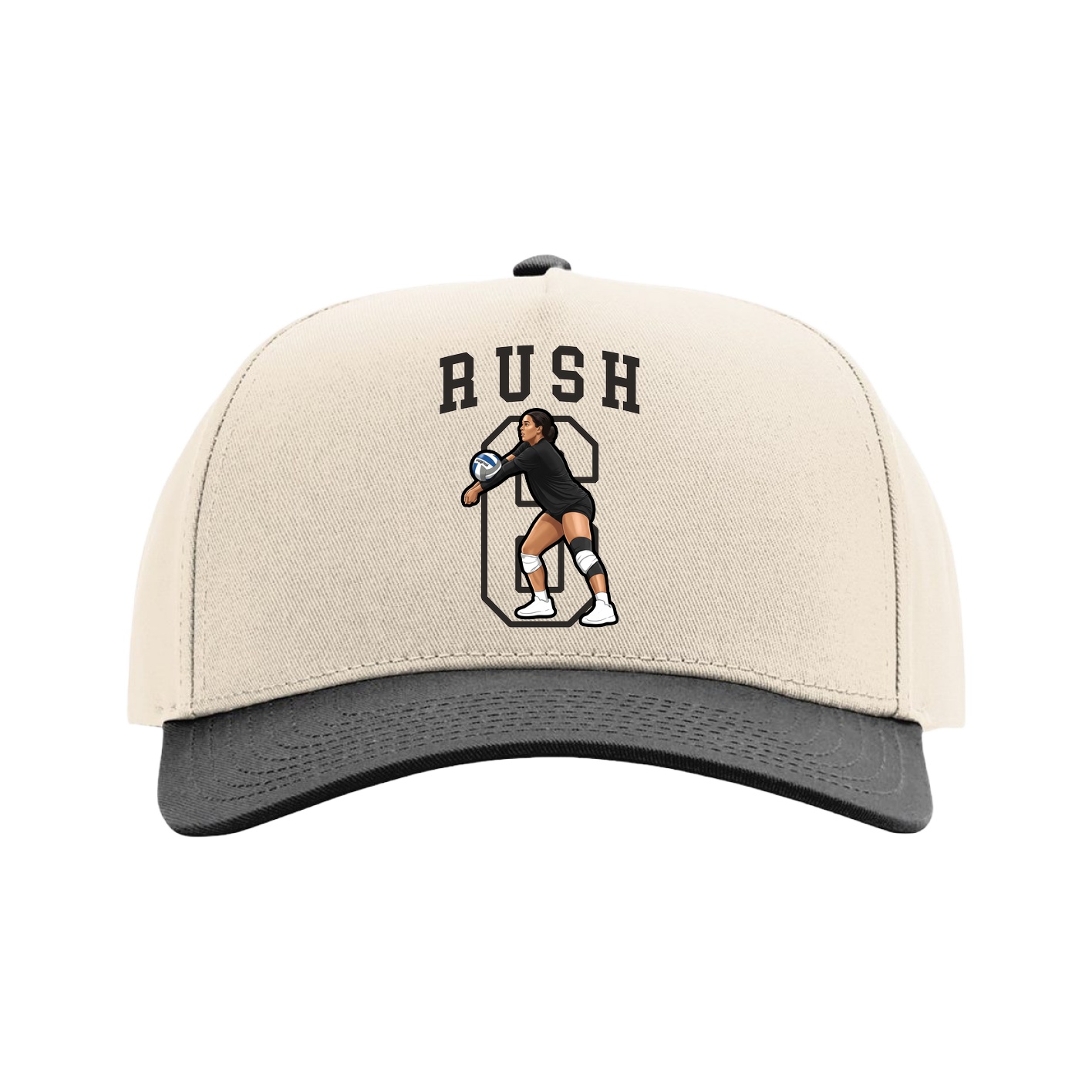 Full Fabric Five-Panel Champ Cap — Shirsey in Cream/Black