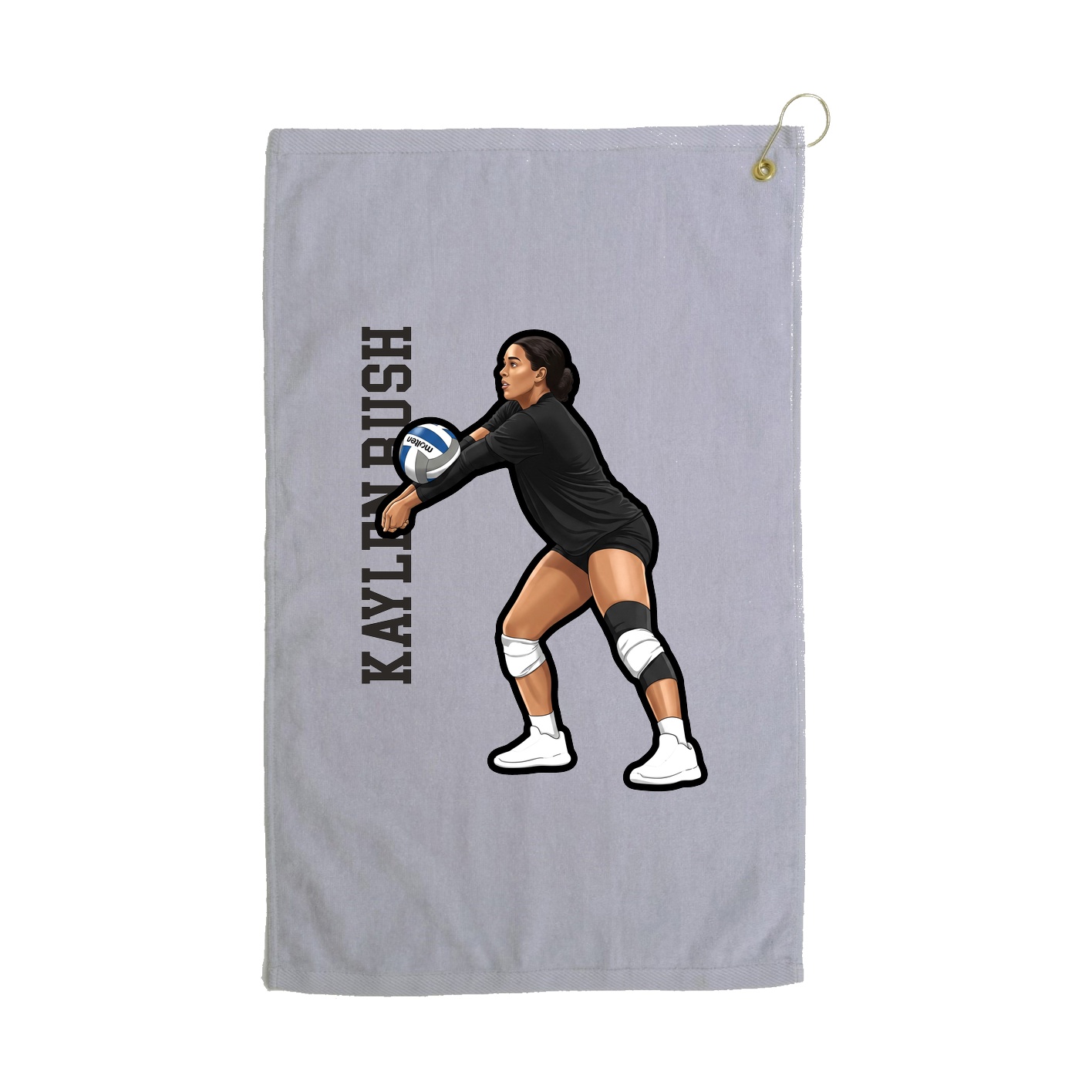 Golf Towel — Name Vertical in Grey
