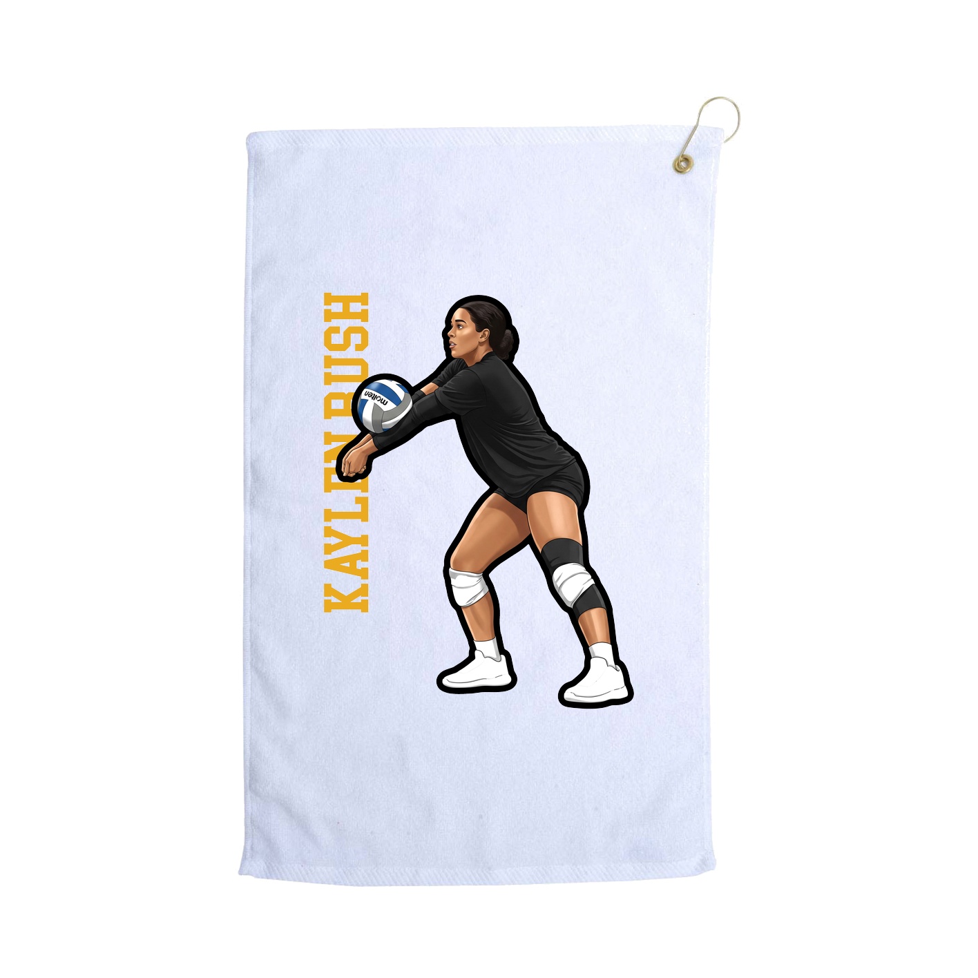 Golf Towel — Name Vertical in White