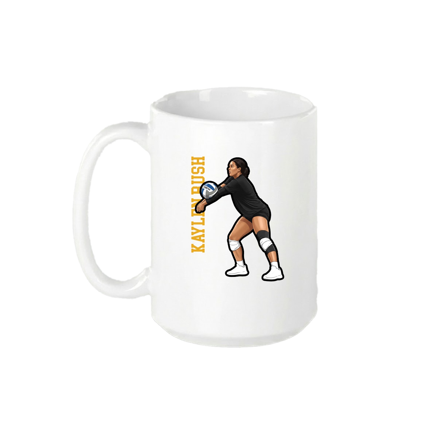 15oz Coffee Mug — Name Vertical in White