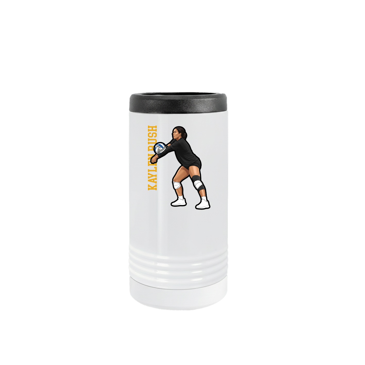 Slim Beverage Holder — Name Vertical in White