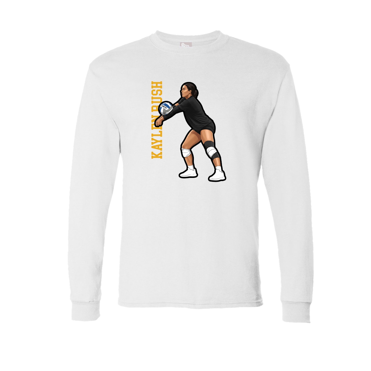 Long Sleeve Tee — Name Vertical in White