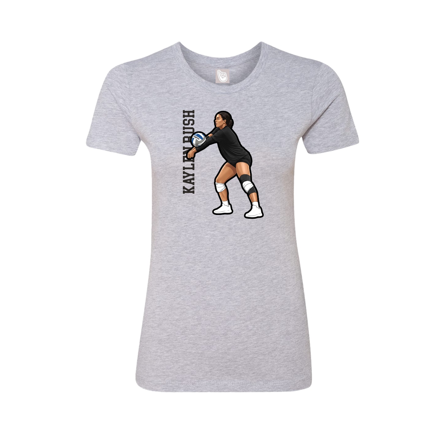 Fitted Women's Tee — Name Vertical in Grey