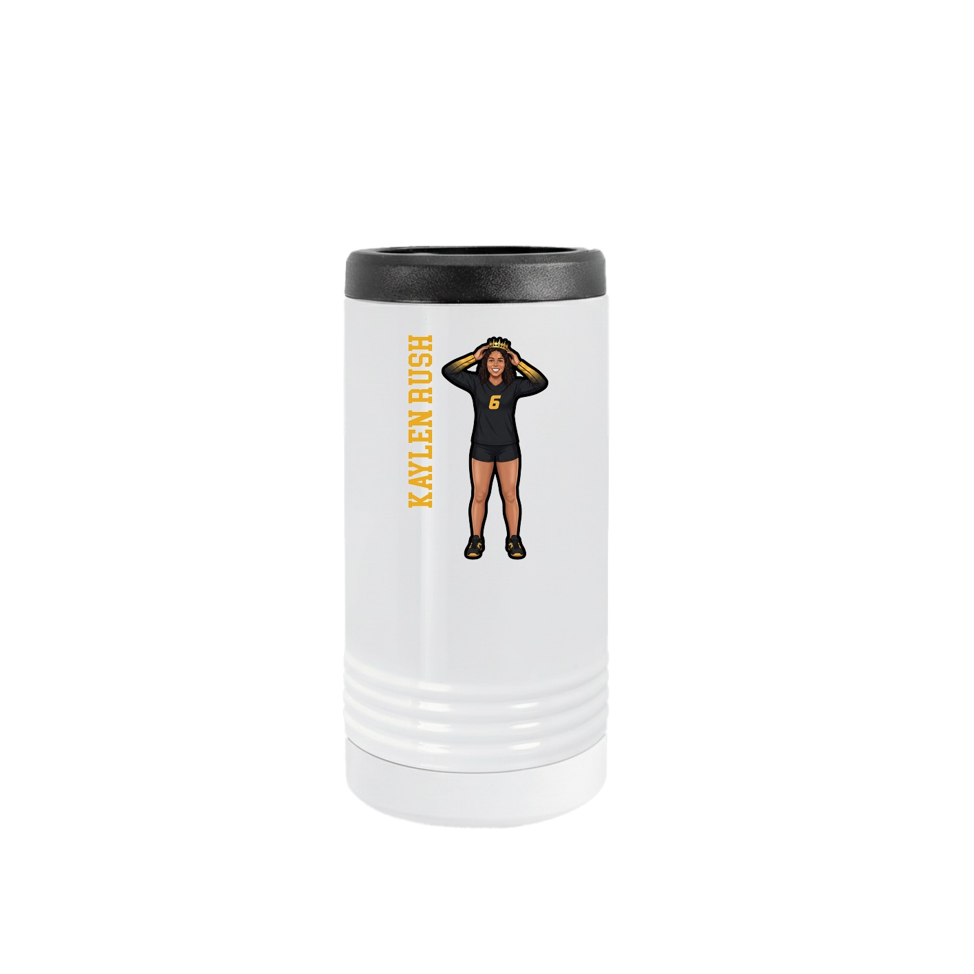 Slim Beverage Holder — Name Vertical in White