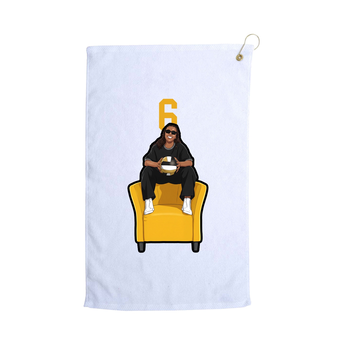 Golf Towel — Number Top in White