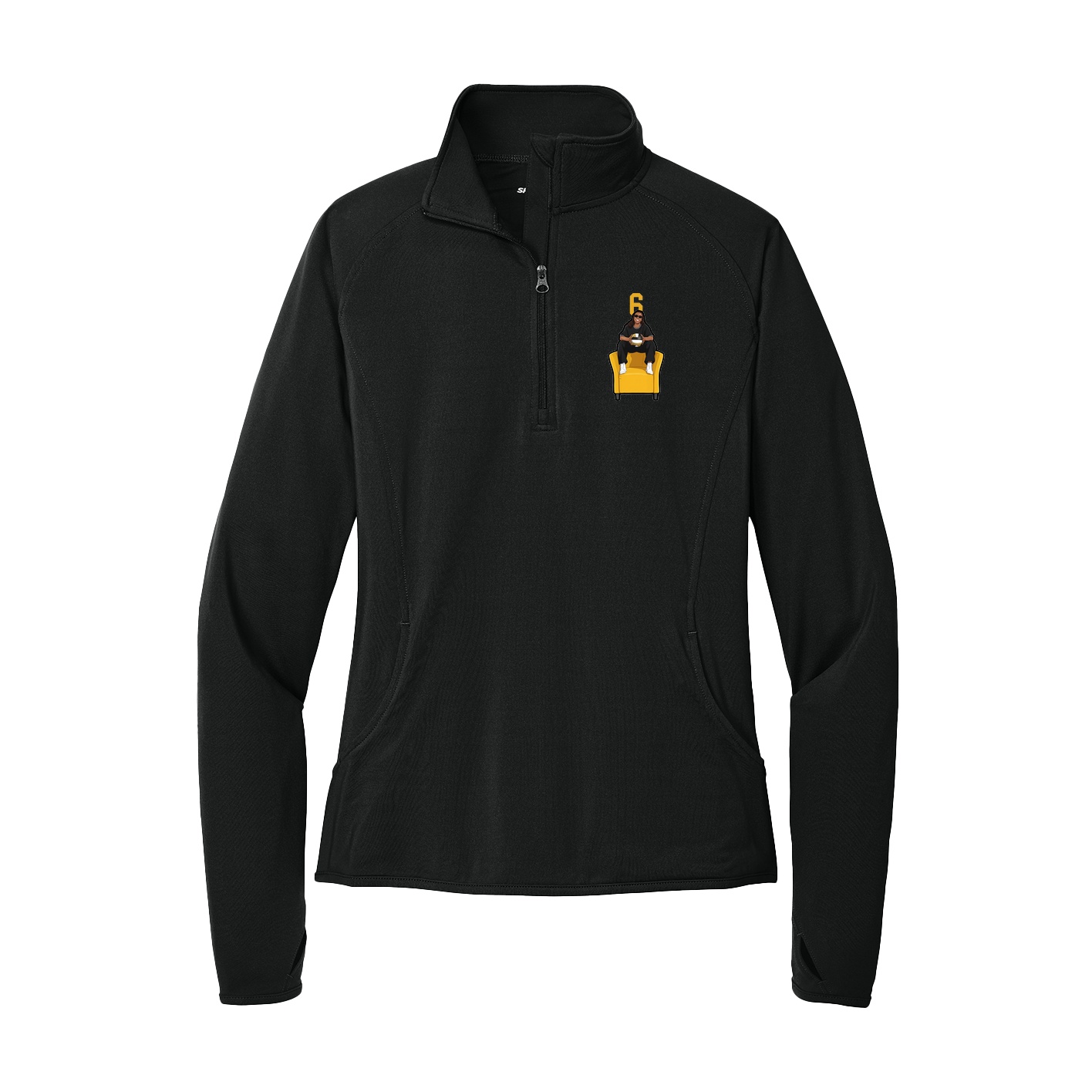 Women's Q-Zip Pullover — Number Top in Black