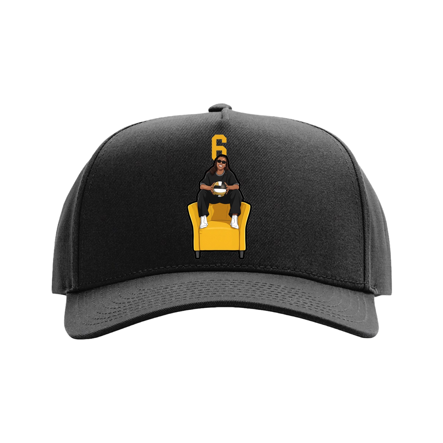 Full Fabric Five-Panel Champ Cap — Number Top in Black