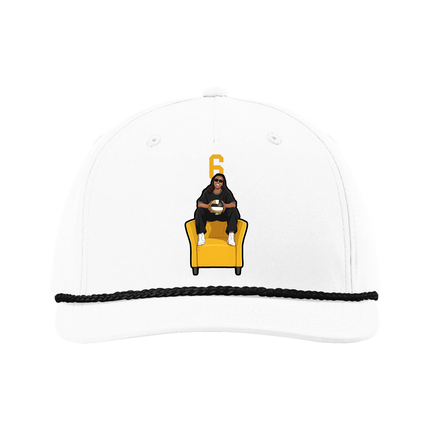 Five-Panel Classic Rope Cap — Number Top in White