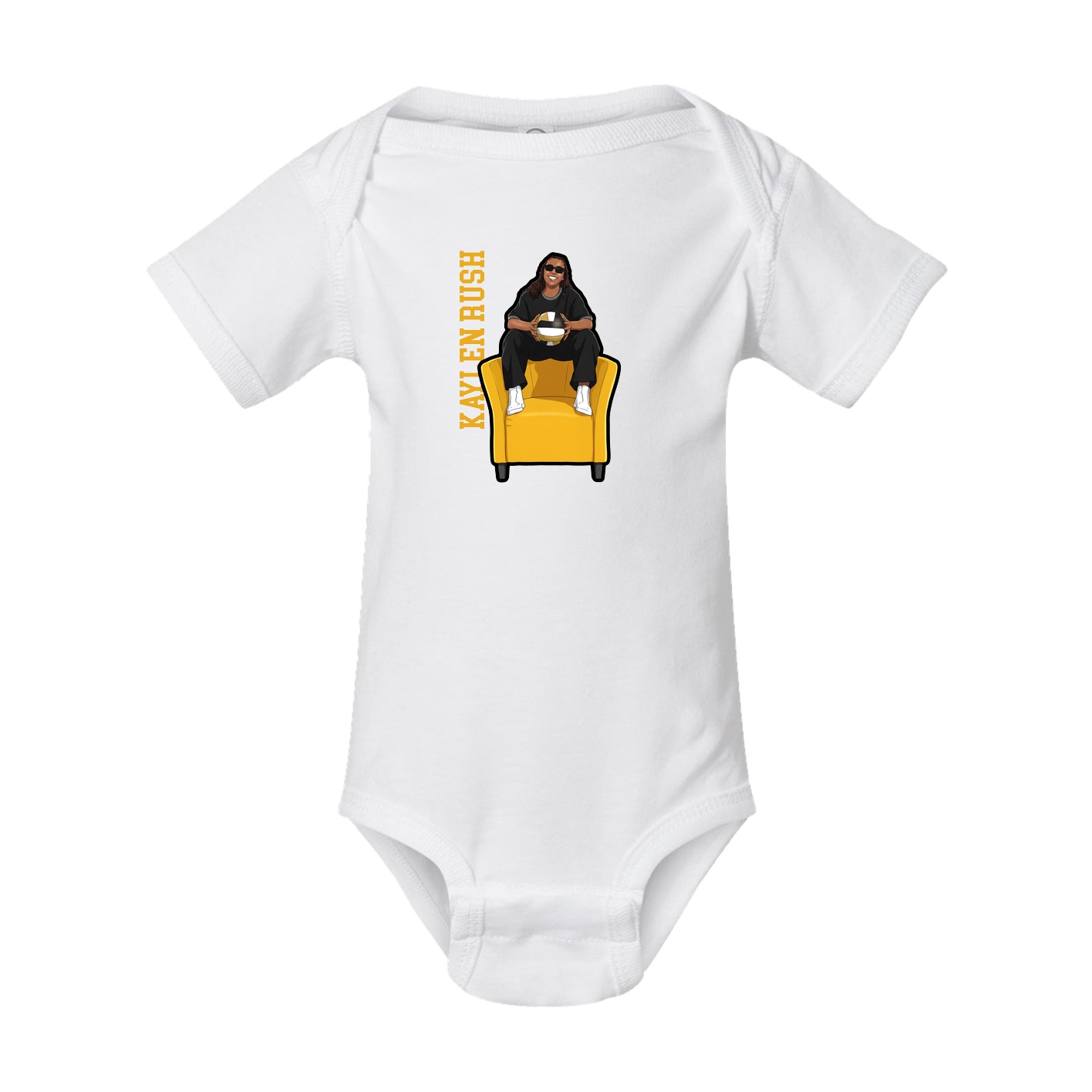 Baby Onesie — Name Vertical in White
