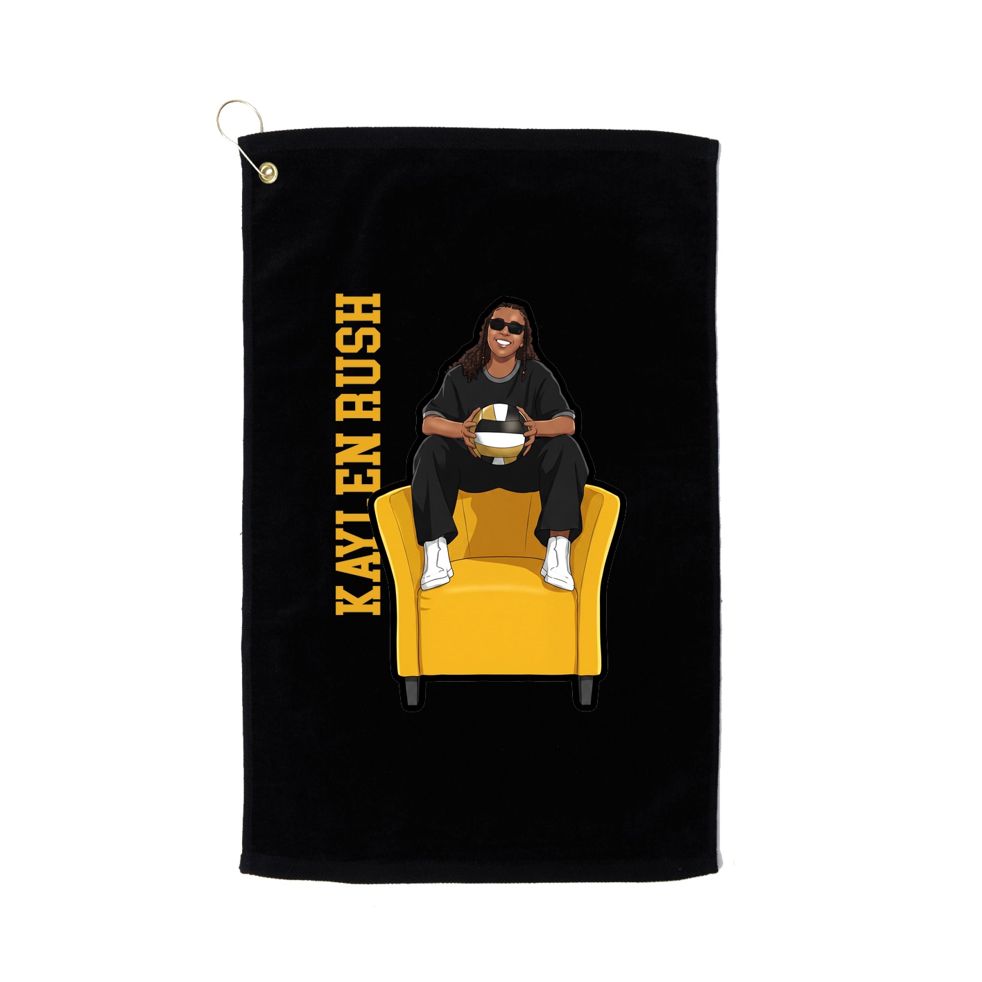 Golf Towel — Name Vertical in Black