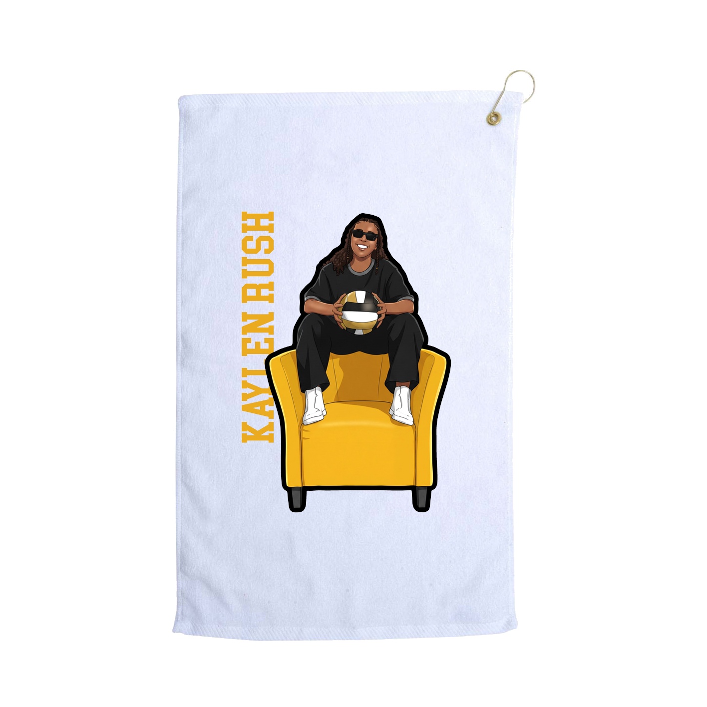 Golf Towel — Name Vertical in White