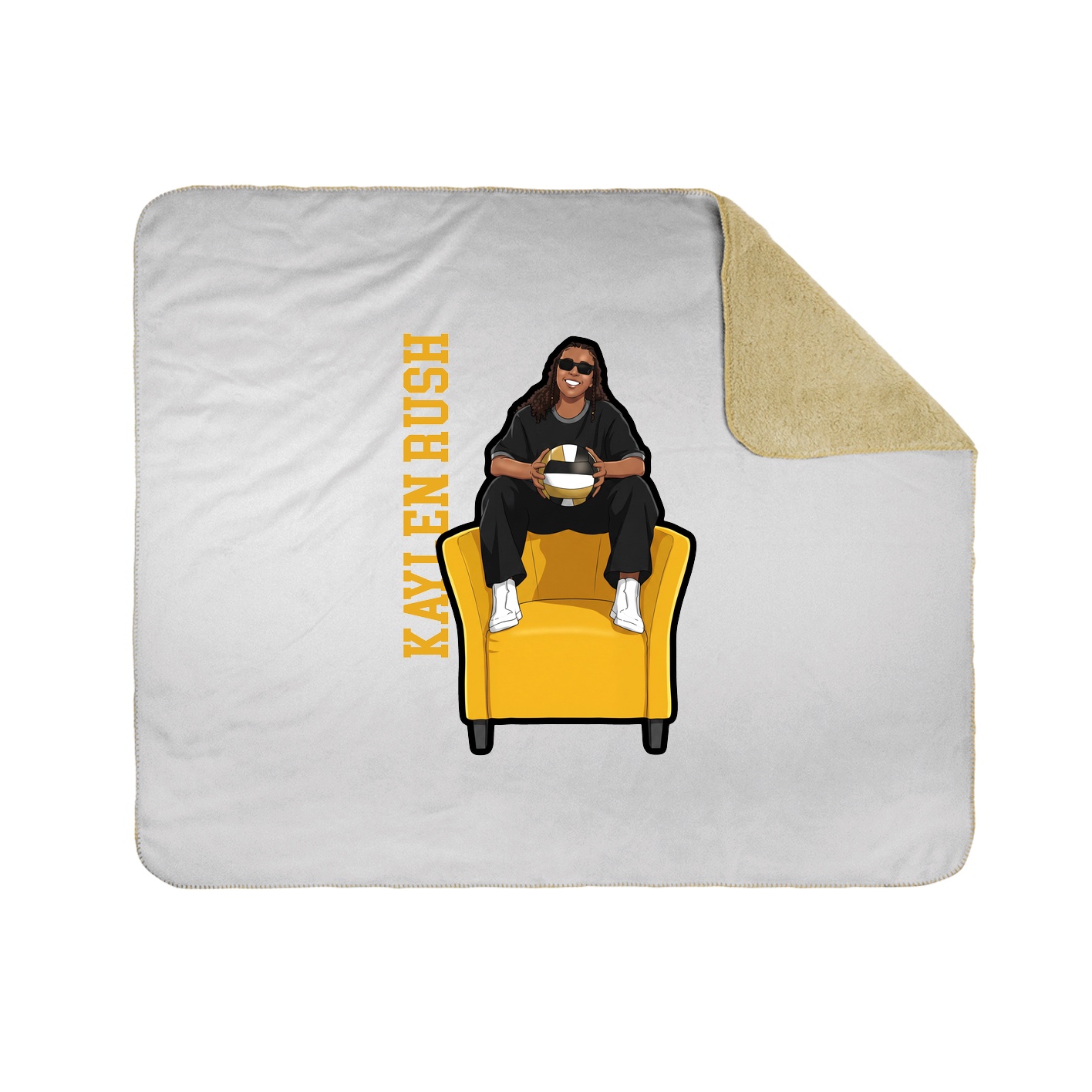 Throw Blanket — Name Vertical in White