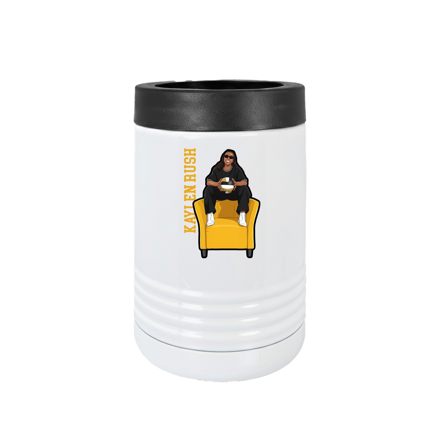 Beverage Holder — Name Vertical in White