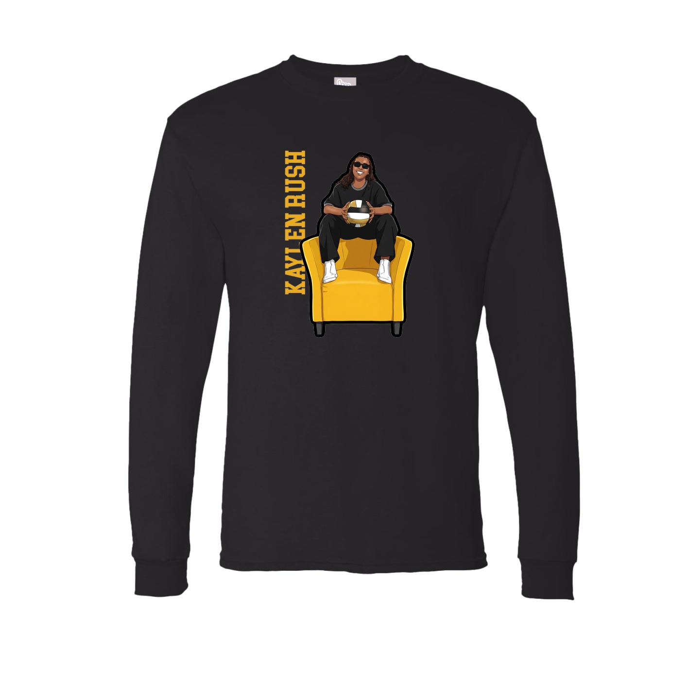 Long Sleeve Tee — Name Vertical in Black