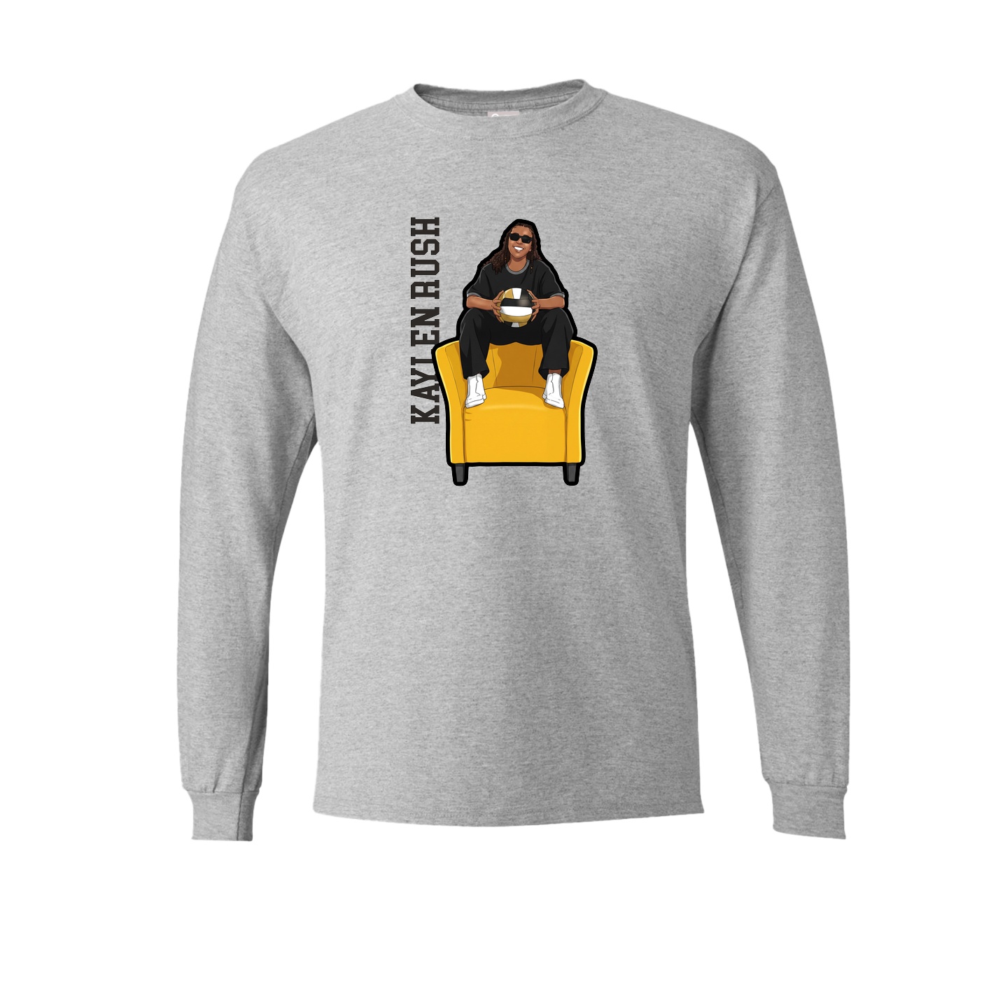 Long Sleeve Tee — Name Vertical in Grey