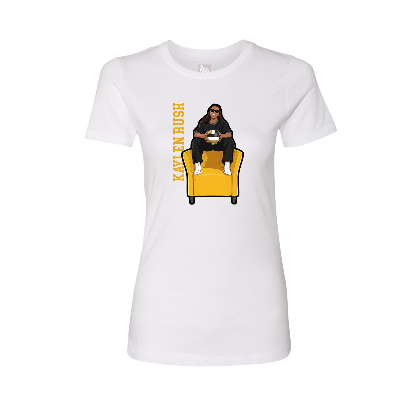 Womens Tee — Name Vertical in White