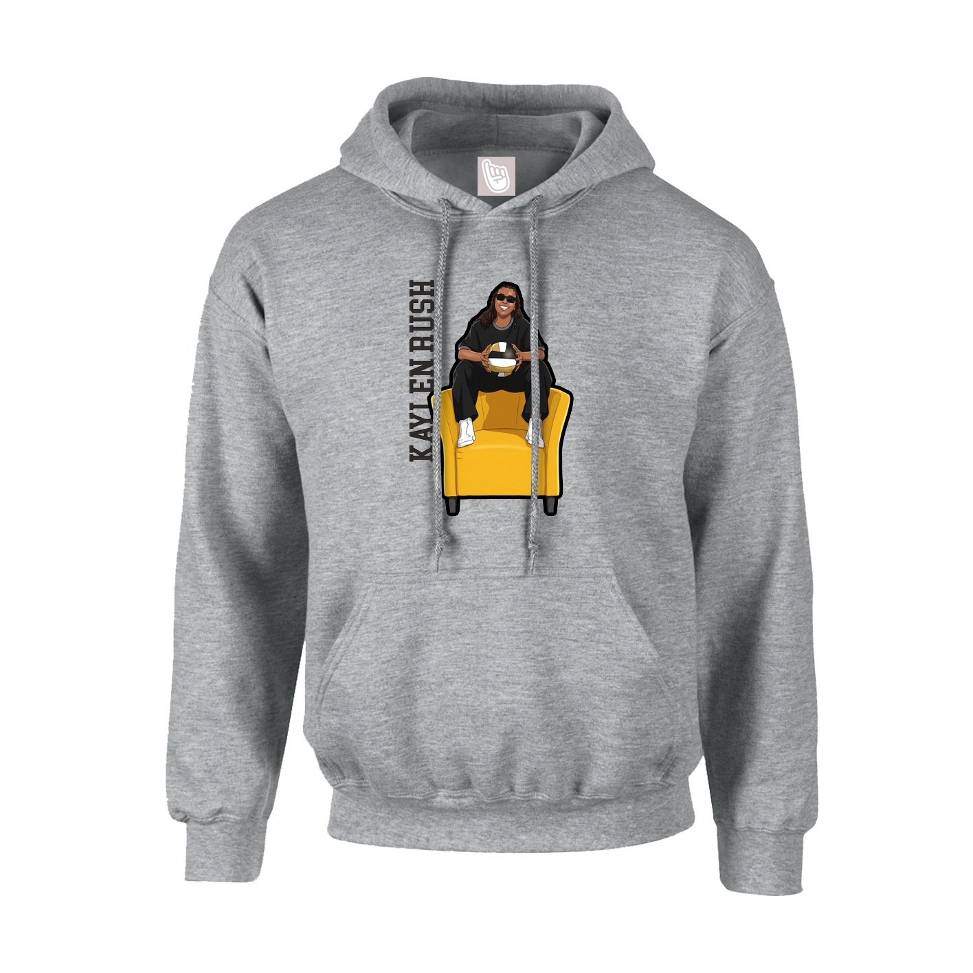 Hoodie — Name Vertical in Grey