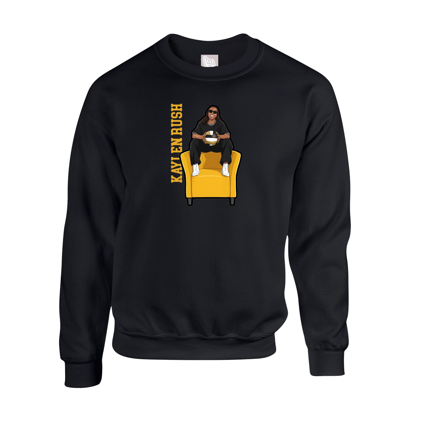 Fleece Crew — Name Vertical in Black