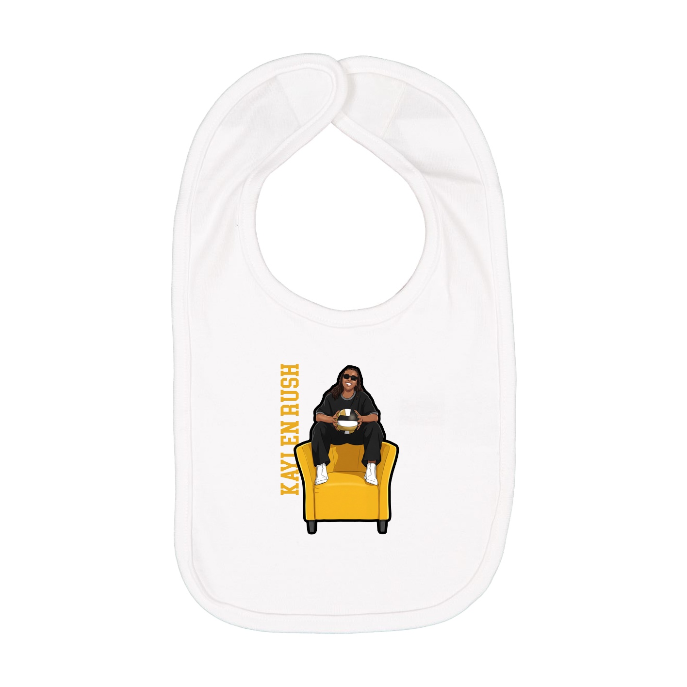 Infant Bib — Name Vertical in White