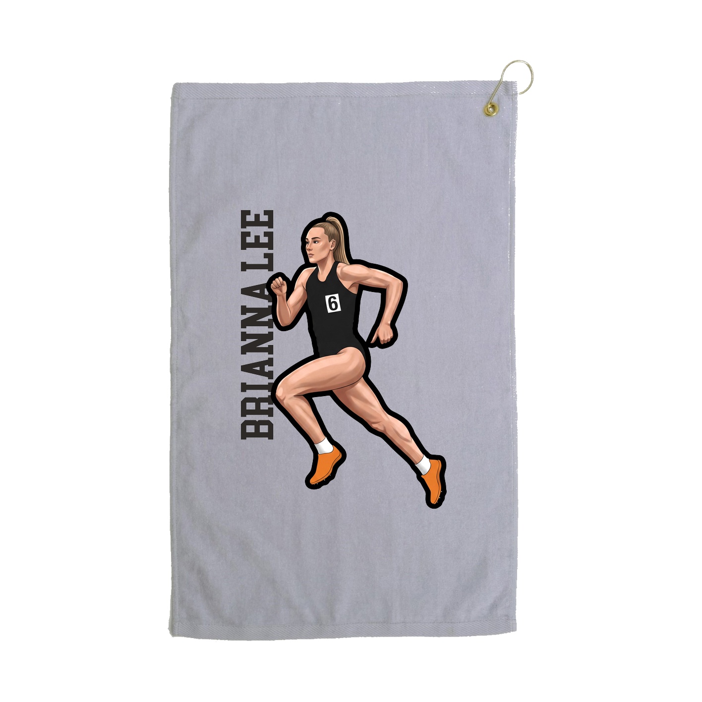 Golf Towel — Name Vertical in Grey