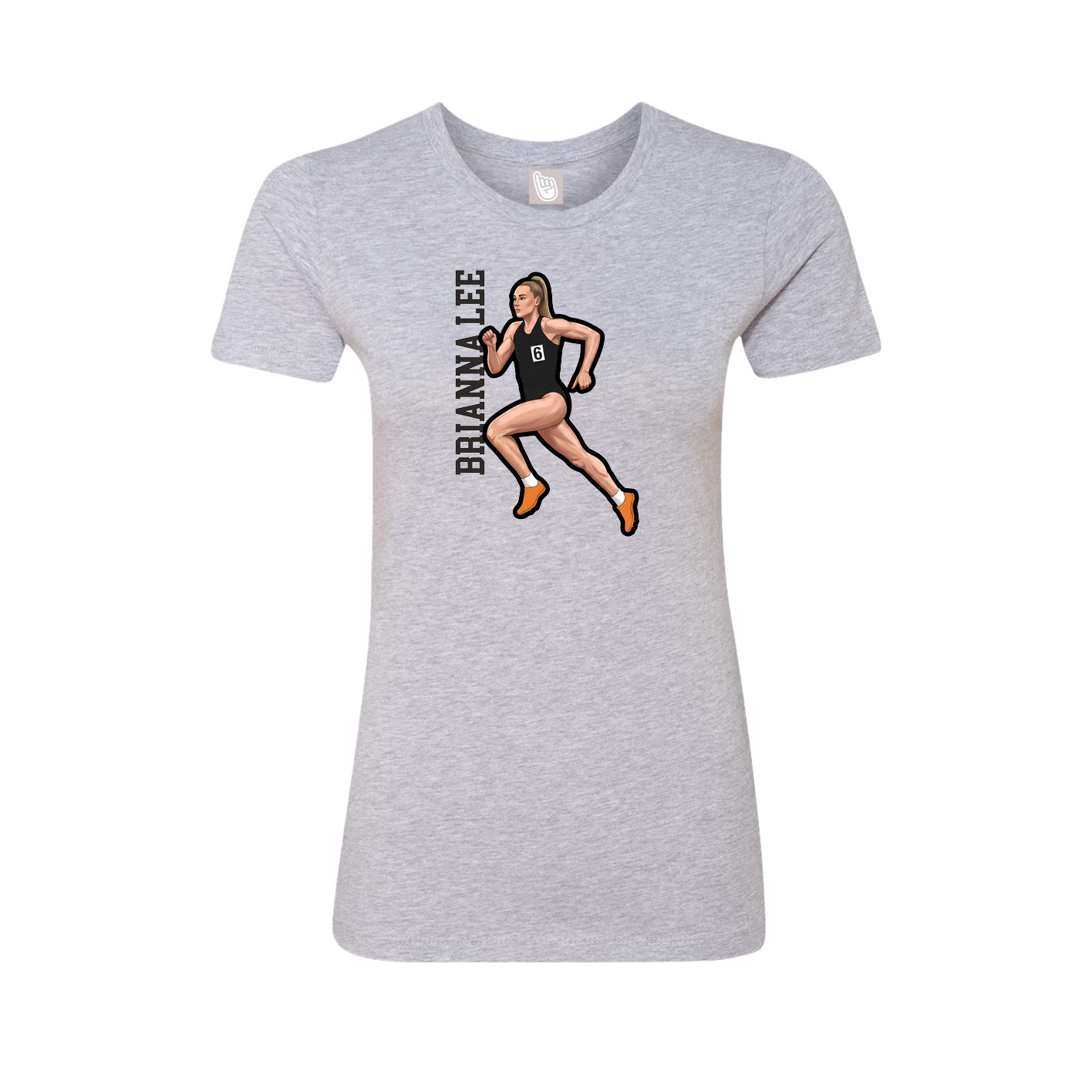 Fitted Women's Tee — Name Vertical in Grey