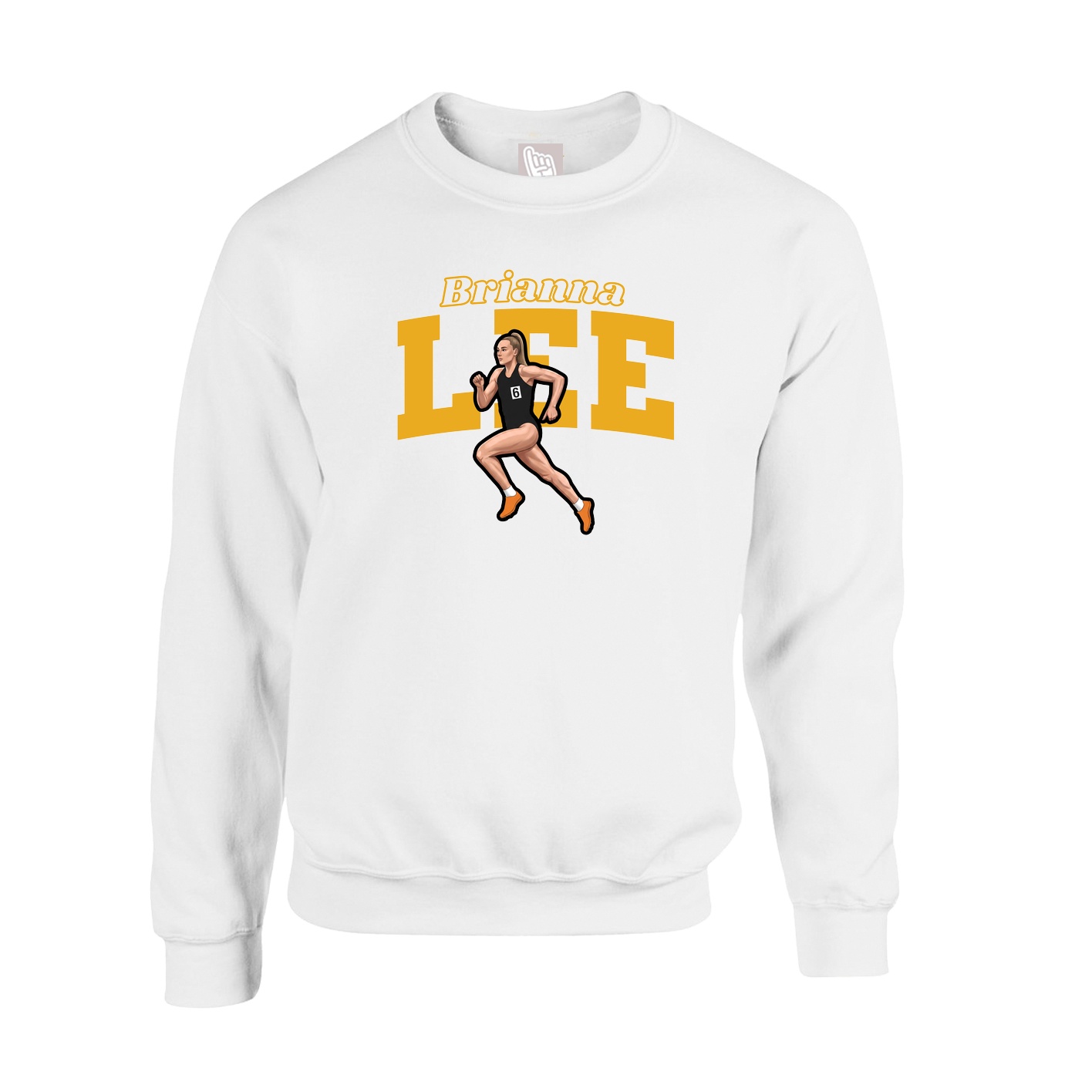 Fleece Crew — Name Arch in White