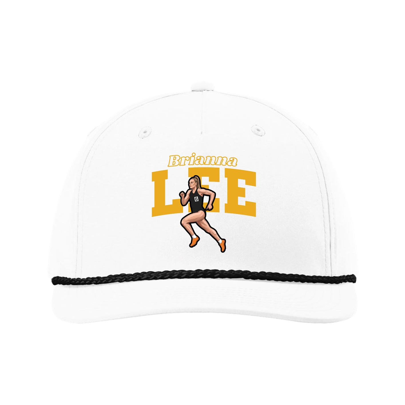Five-Panel Classic Rope Cap — Name Arch in White