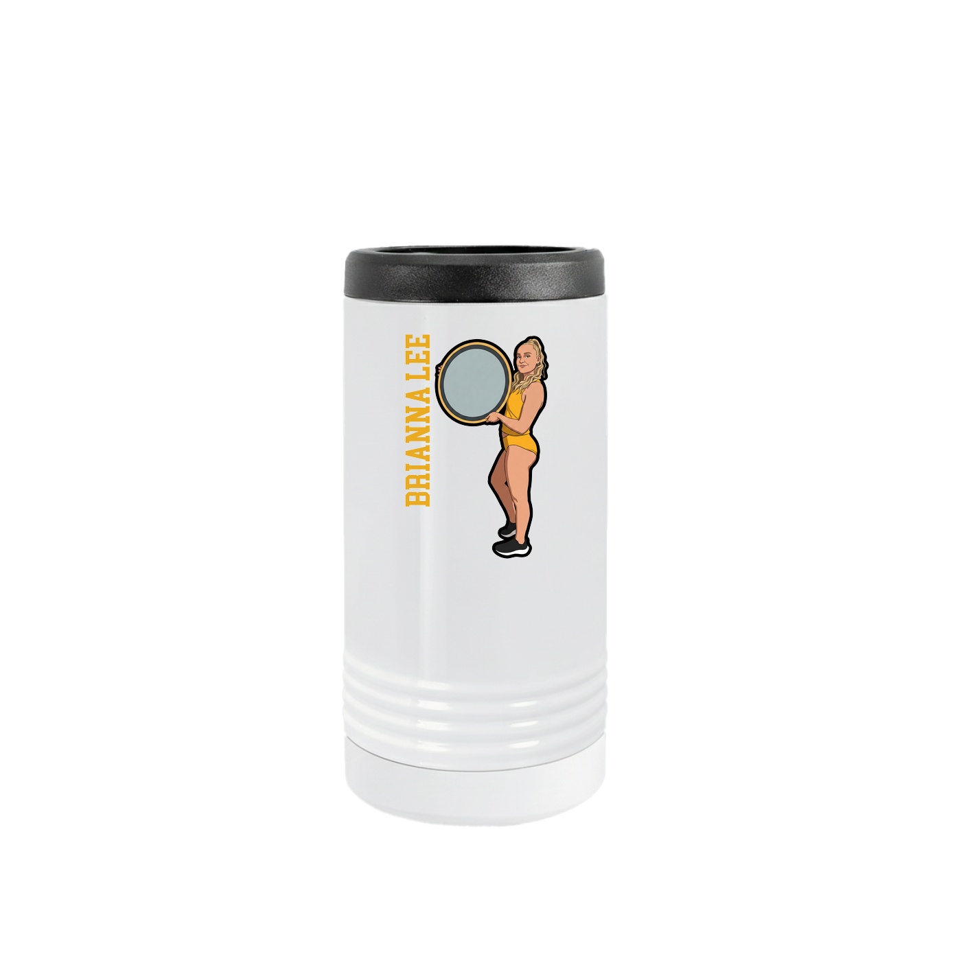 Slim Beverage Holder — Name Vertical in White