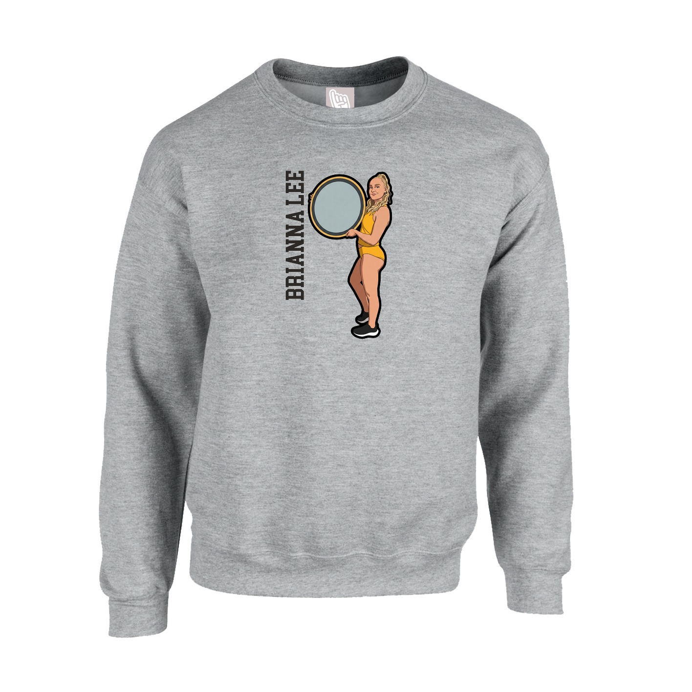 Fleece Crew — Name Vertical in Grey