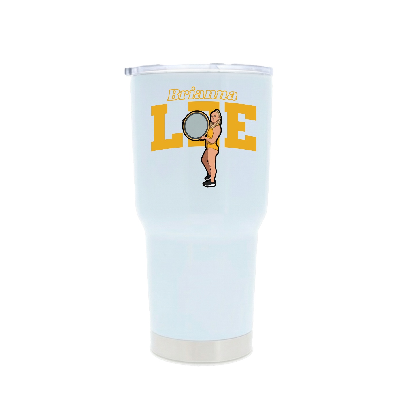 30oz Stainless Steel Tumbler — Name Arch in White